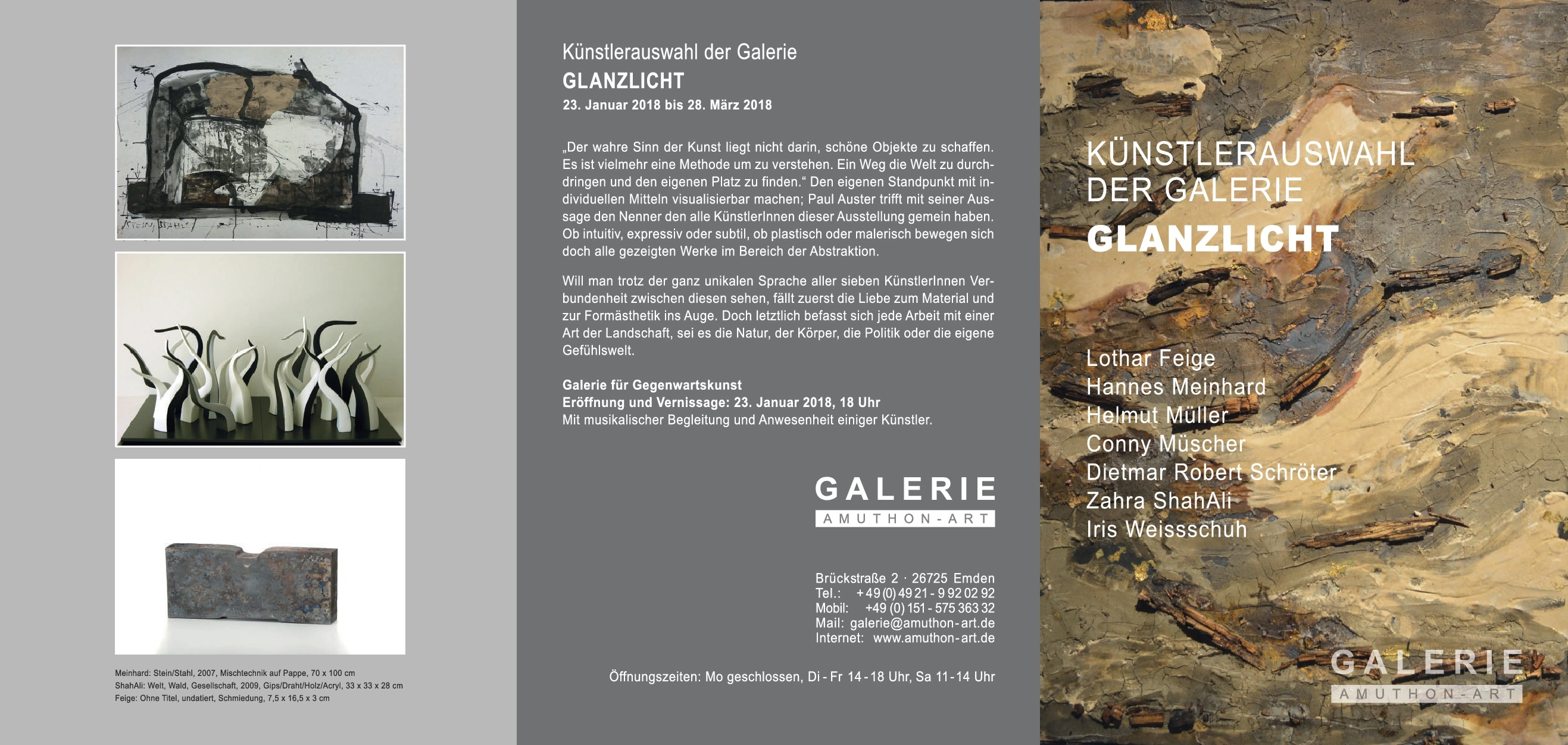 Galerie Amuthon-Art Groupshow Glanzlicht EinladungRS 2018