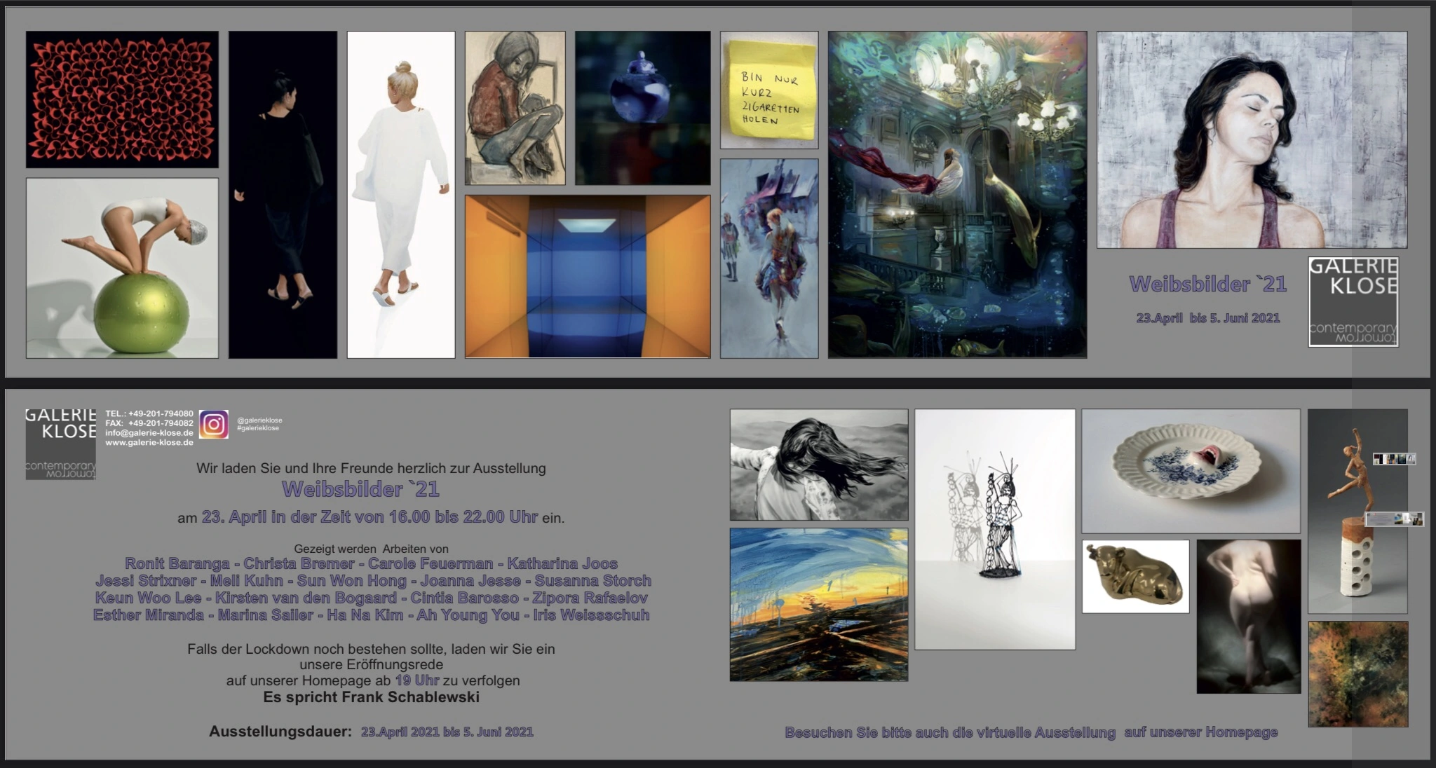 Galerie Klose Einladung Ausstellungsbeteiligung Weibsbilder 2021
