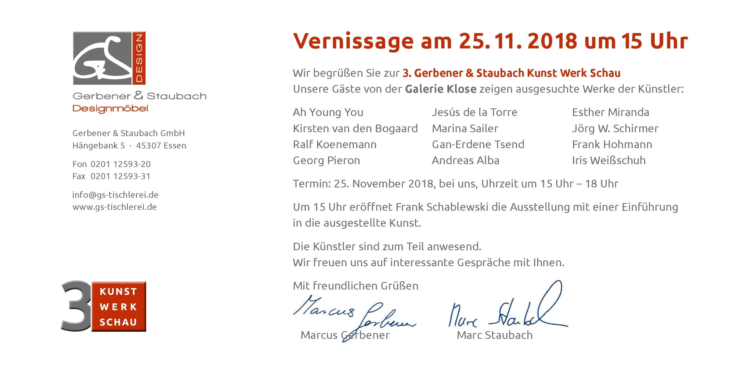 Galerie Klose KunstWerkSchau Groupshow EinladungRS 2018