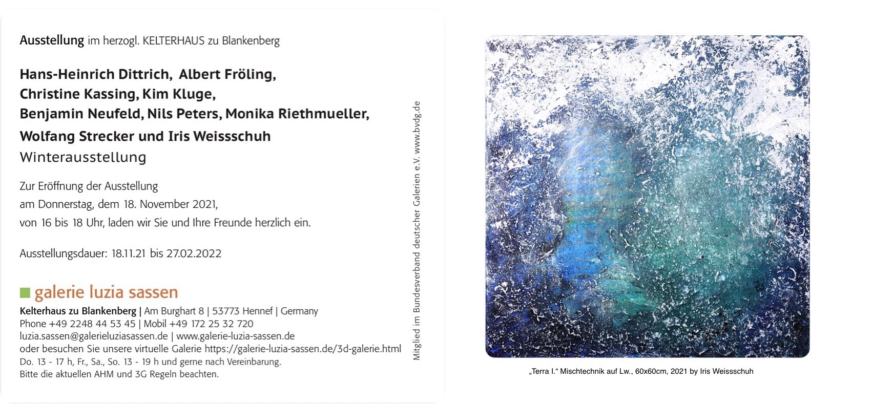 Galerie Luzia Sassen Ausstellung Wintertraum, RS Einladung