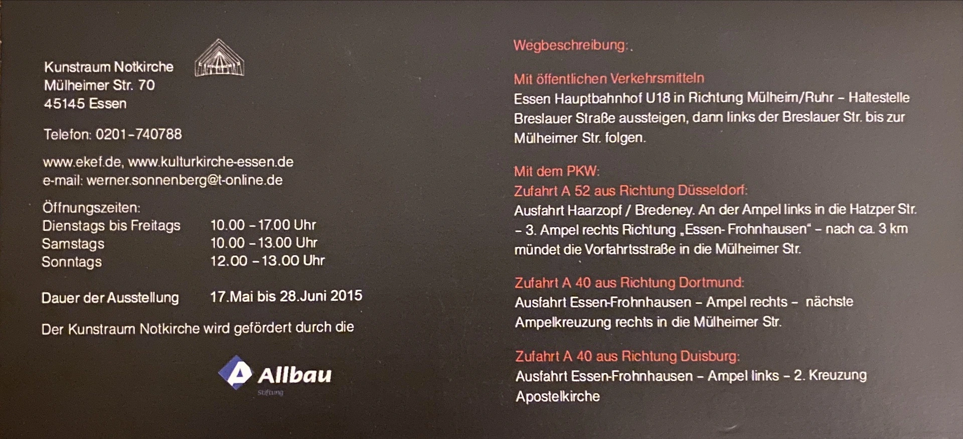 Kunstraum Notkirche Ausstellung Time waits for no one EinladungRS 2015