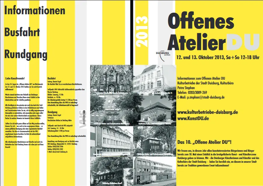Offene Ateliers Duisburg, Beteiligung Atelier Weissschuh 2013