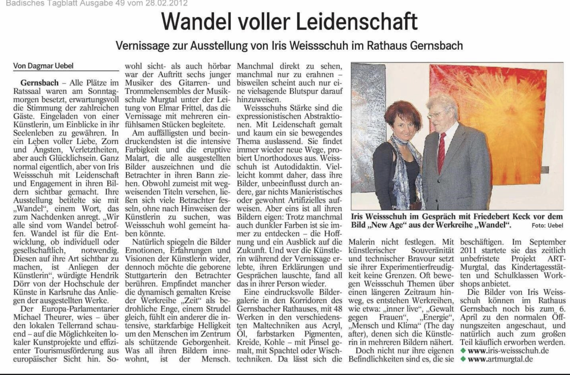 Presse BT Rathaus Gernsbach Ausstellung Wandel 2012