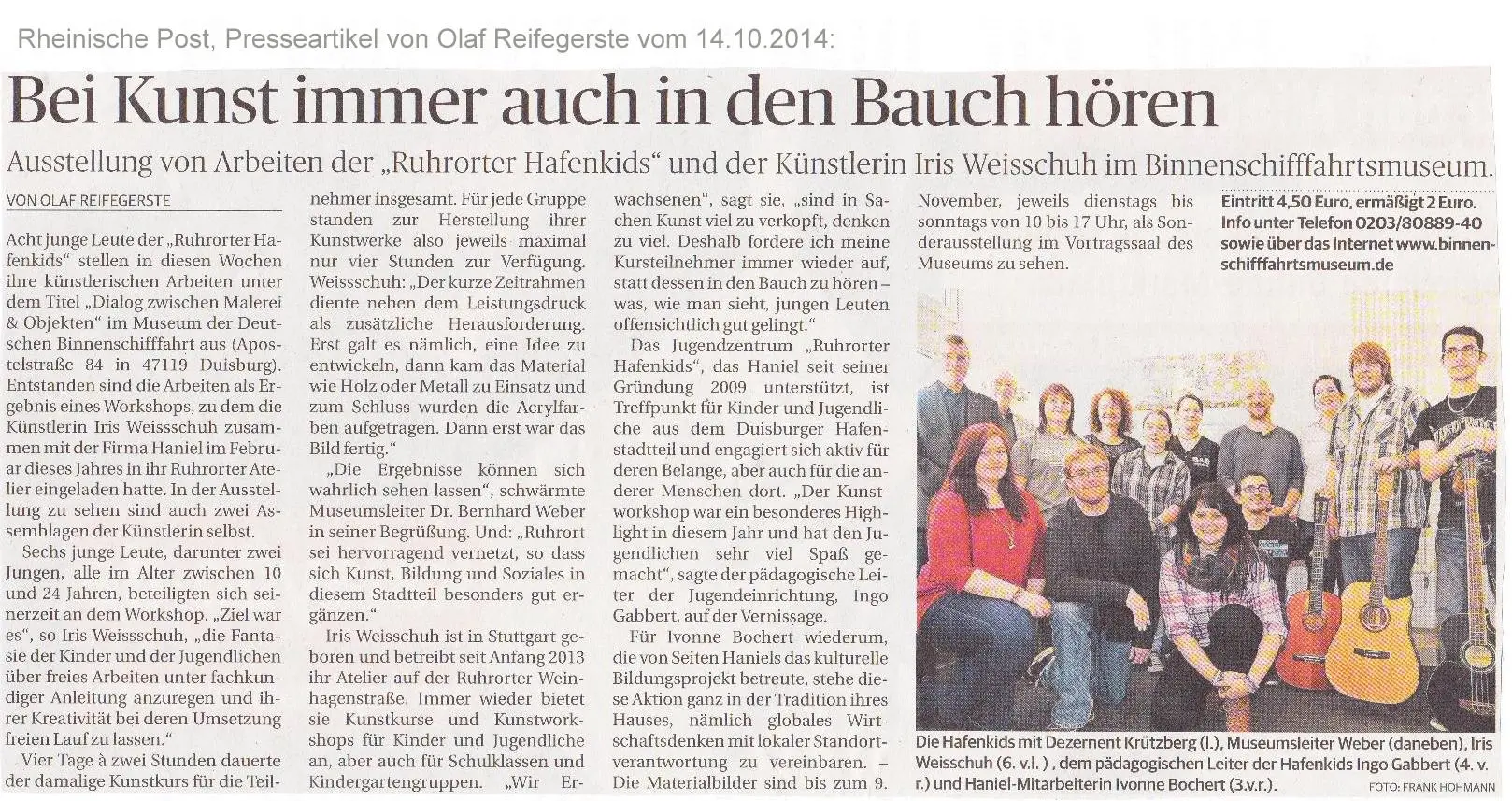 Presse Binnenschifffahrtsmuseum Haniel Weissschuh 2014