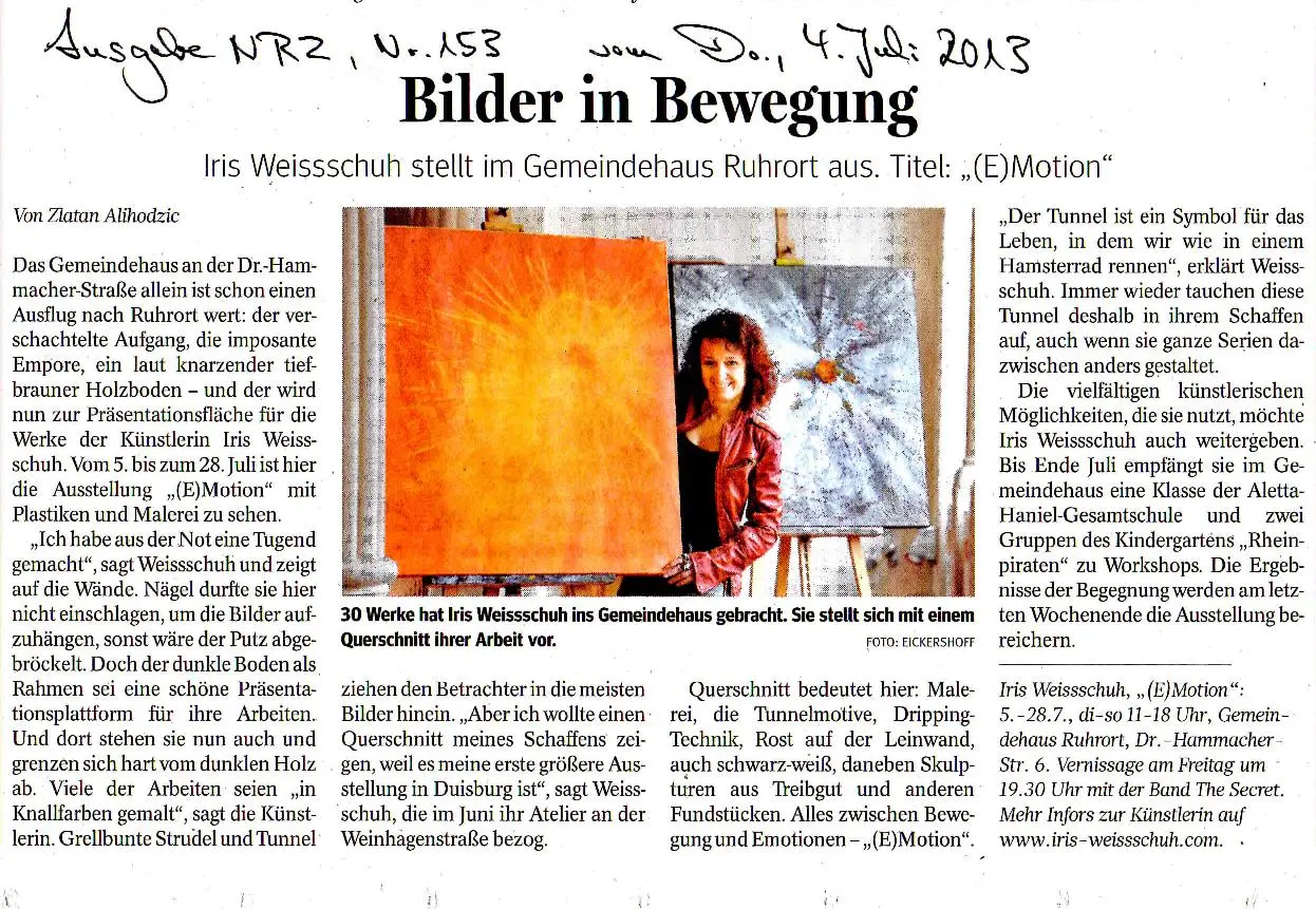 Presse Kreativquartier DU-Ruhrort Einzelausstellung Emotion2013